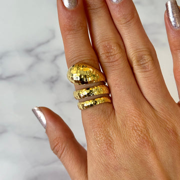ROBERTO COIN Snake Hammered Wrap Ring 18k Yellow Gold Size 5.5