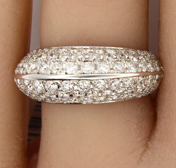Estate 900 Platinum Natural Round Brilliant Diamond Dome Ring 2.03 ct Pave