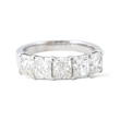Anniversary Band 2.5 CT 5 Stone Natural Diamond Radiant Cut 18K White Gold Ring