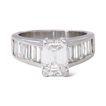 GIA 1.59 CT G VS1 Emerald Cut Natural Diamond Engagement Ring Platinum Size 5