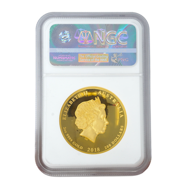 2018-P Australia 2 oz Gold Tiger & Dragon High Relief - First Day of Issue, Proof Coin PF 70 Ultra Cameo