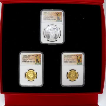 2018 Royal Hawaiian Mint 125th Anniversary 3-Coin Proof Set graded PF 70 Ultra Cameo by NGC Gold and Silver Box and Papers