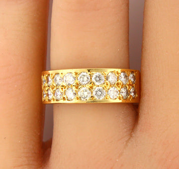 Estate Vintage 18K Yellow Gold Natural Diamond 1.5 ct Ring Size 6.75