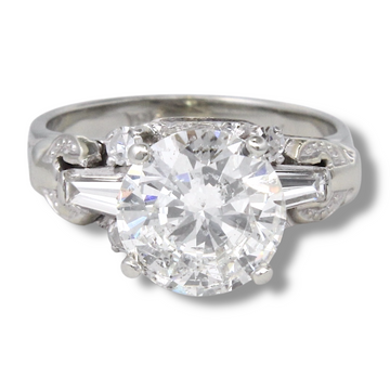 Vintage 2.62 CT Natural Diamond Engagement Ring Round Brilliant 18K White Gold