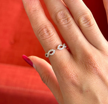 Diamond 0.35 CT Open Wrap Swirl Ring 14K Rose Gold Adjustable Stackable Band