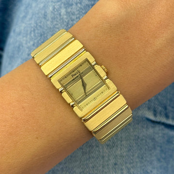 Piaget Polo Quartz Ladies Watch 18K Gold Champagne Dial Ref 8131C701 Year 1984