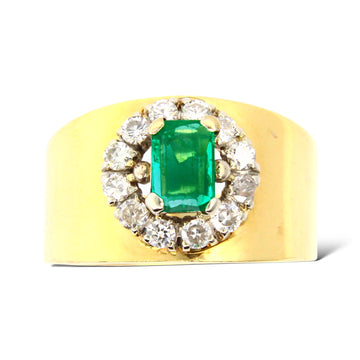 Estate 14k Yellow Gold 0.50 ct Natural Green Emerald Diamond Ring Size 7