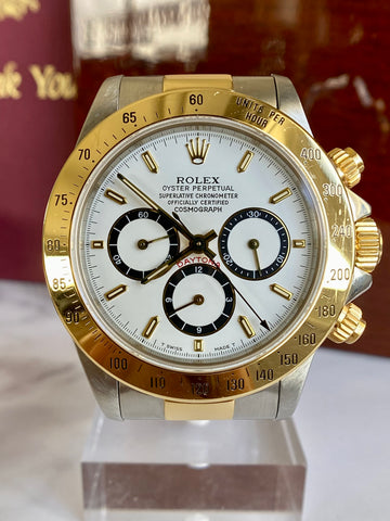 Rolex Daytona Zenith Inverted Six 6 White Dial Full Set Receipts Unpolished Ref. 16523 1991