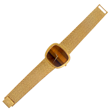 Piaget Vintage 18K Gold Tiger's Eye Dial Leopard Style Bracelet Manual Wind BOX