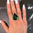 Impressive 41.21 CT Green Tourmaline and Diamond Ring 18K Yellow Gold GIA Size 6.5