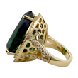 Impressive 41.21 CT Green Tourmaline and Diamond Ring 18K Yellow Gold GIA Size 6.5