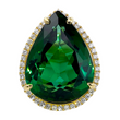 Impressive 41.21 CT Green Tourmaline and Diamond Ring 18K Yellow Gold GIA Size 6.5