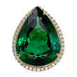 Impressive 41.21 CT Green Tourmaline and Diamond Ring 18K Yellow Gold GIA Size 6.5
