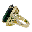 Impressive 41.21 CT Green Tourmaline and Diamond Ring 18K Yellow Gold GIA Size 6.5