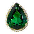 Impressive 41.21 CT Green Tourmaline and Diamond Ring 18K Yellow Gold GIA Size 6.5