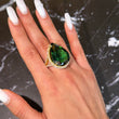 Impressive 41.21 CT Green Tourmaline and Diamond Ring 18K Yellow Gold GIA Size 6.5