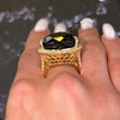 Impressive 41.21 CT Green Tourmaline and Diamond Ring 18K Yellow Gold GIA Size 6.5