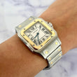 Cartier Santos Galbée 29mm Quartz Two Tone Steel 18K Yellow Gold White Roman Dial