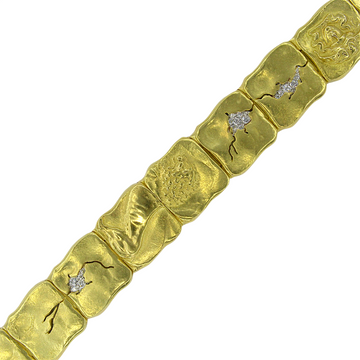 SeidenGang Odyssey Link Natural Diamond 18K Yellow Gold Platinum Bracelet 7 Inch