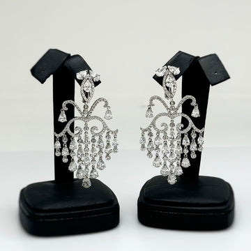 18.00 CT Diamond Chandelier Dangle Drop Earrings Pear 18K White Gold Natural