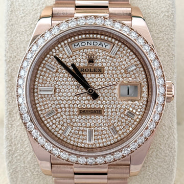 Rolex Day-Date 40 mm 18K Everose Gold Diamond Pave Dial and Bezel President