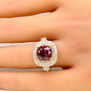 Estate 18K White Gold Purple Spinel 5.17CT With Diamonds 1.40CT Elegant Ring