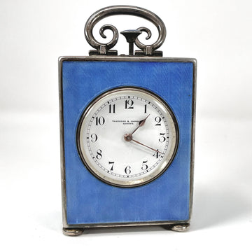 Vacheron Constantin Carriage Clock Antique Quarter Repeater Blue Enamel Silver Desk Clock / Box