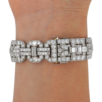 Tiffany & Co Antique Art Deco Diamond Bracelet 22 CT 950 Platinum Old European 7.25 Inch