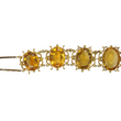 Antique Georgian Victorian Natural Oval Cut Citrine Necklace in 14K & 22K Yellow Gold with leaf and scroll motifs, close up.