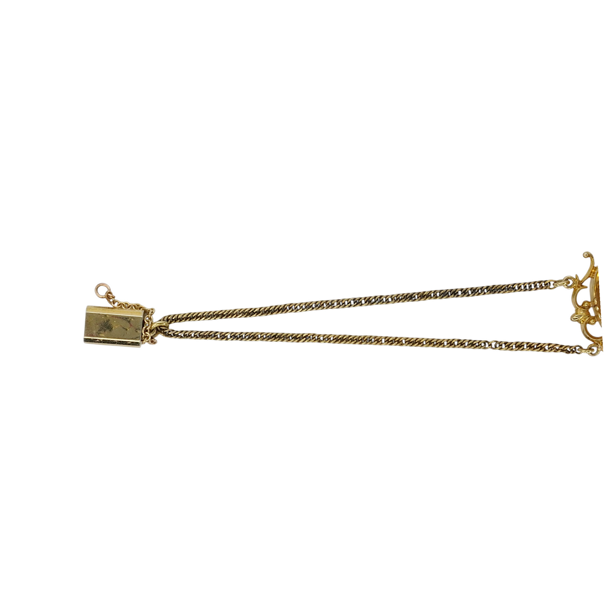 Antique Natural Oval Cut Citrine Necklace 14K & 22K Yellow Gold 15 Inches close up of the chain
