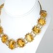 Antique Georgian Victorian Natural Oval Cut Citrine Necklace in 14K & 22K Yellow Gold with leaf and scroll motifs, on a bust.