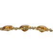 Antique Georgian Victorian Natural Oval Cut Citrine Necklace in 14K & 22K Yellow Gold with leaf and scroll motifs, close up.