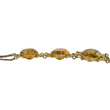 Antique Georgian Victorian Natural Oval Cut Citrine Necklace in 14K & 22K Yellow Gold with leaf and scroll motifs, close up.