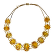 Antique Georgian Victorian Natural Oval Cut Citrine Necklace in 14K & 22K Yellow Gold with leaf and scroll motifs, front view