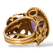 Art Nouveau Antique Amethyst Ring 13K - 18K Yellow Gold Ring Flower Size 7