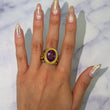 Art Nouveau Antique Amethyst Ring 13K - 18K Yellow Gold Ring Flower Size 7