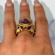 Art Nouveau Antique Amethyst Ring 13K - 18K Yellow Gold Ring Flower Size 7