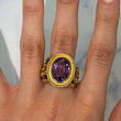 Art Nouveau Antique Amethyst Ring 13K - 18K Yellow Gold Ring Flower Size 7