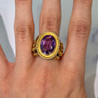 Art Nouveau Antique Amethyst Ring 13K - 18K Yellow Gold Ring Flower Size 7