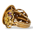 Art Nouveau Antique Amethyst Ring 13K - 18K Yellow Gold Ring Flower Size 7