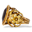 Art Nouveau Antique Amethyst Ring 13K - 18K Yellow Gold Ring Flower Size 7