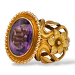 Art Nouveau Antique Amethyst Ring 13K - 18K Yellow Gold Ring Flower Size 7