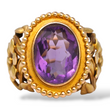 Art Nouveau Antique Amethyst Ring 13K - 18K Yellow Gold Ring Flower Size 7