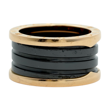 BVLGARI BULGARI B.zero1 Black Ceramic Band Ring 18K Yellow Gold Size 56 12 mm