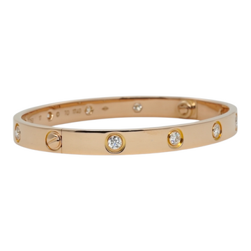 CARTIER Love 10 Diamonds Bracelet Classic Model 5.8 mm 18K Rose Gold Size 17 - Pouch, Service Papers