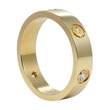 CARTIER Love 3 Diamonds Classic Model Ring 5.5 mm 18K Yellow Gold Size 62 Pouch, Service Papers