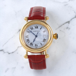 Cartier Diabolo 32mm 18K Yellow Gold White Roman Dial Quartz Leather Red Band Ref. 1420 0 Original Box and Papers Gold Deployment Buckle