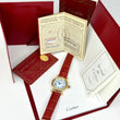 Cartier Diabolo 32mm 18K Yellow Gold White Roman Dial Quartz Leather Red Band Ref. 1420 0 Original Box and Papers Gold Deployment Buckle
