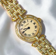 Cartier Panthère Vendome 24 mm Quartz 18K Yellow Gold Factory Diamond Bezel Cream Roman Dial Factory Diamond Bracelet and Bezel Ref WF5032FF 66925