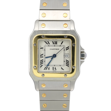 Cartier Santos Carree 29 mm Automatic Two-Tone White Roman Dial 18K Yellow Gold Steel Ref 1172961 SERVICED